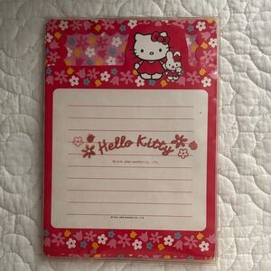 Vintage Sanrio Hello Kitty 2000  Red Floral Stationary Set